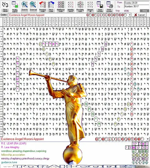 Torah Code matrix: Angel Moroni