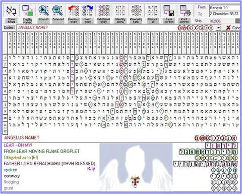 Torah Code matrix: Angelus