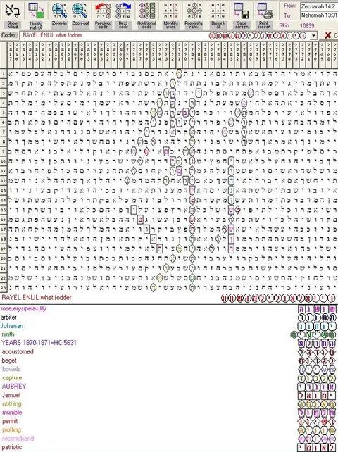 Torah Code matrix: RayEl Enlil