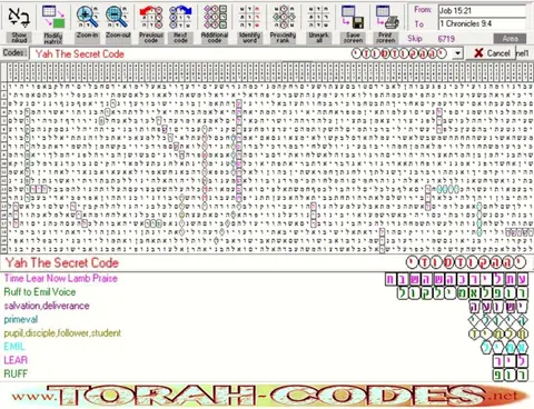 Torah Code matrix: Yah the Secret Code