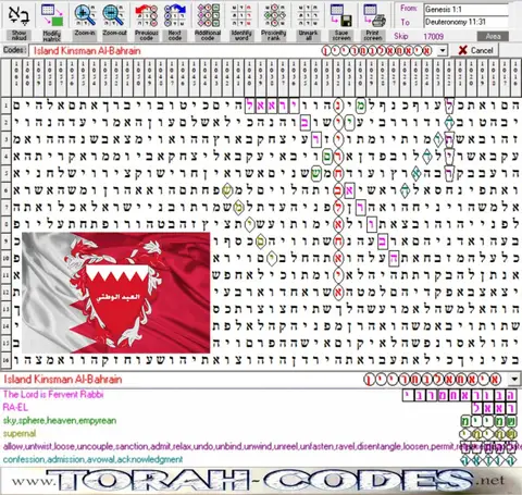 Torah Code matrix: Al Bahrain