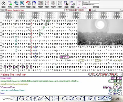 Torah Code matrix: Fatima Most Me