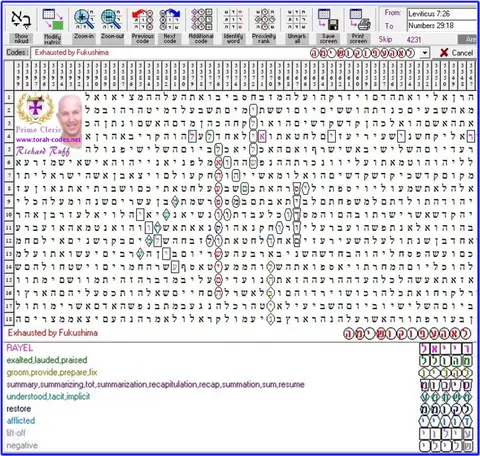 Torah Code matrix: Fukushima