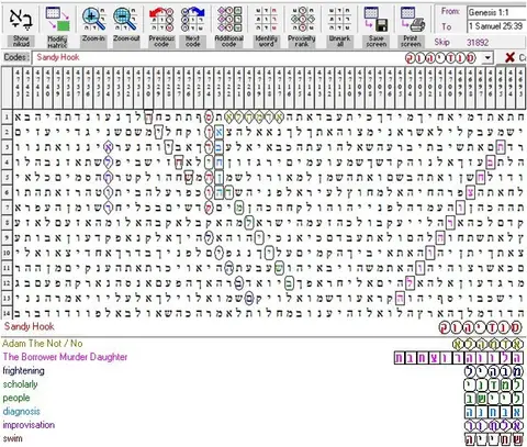 Torah Code matrix: Sandy Hook