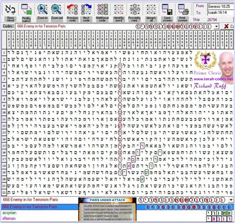 Torah Code matrix: Terrorism Paris