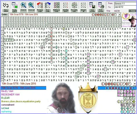 Torah Code matrix: 16th June 2016