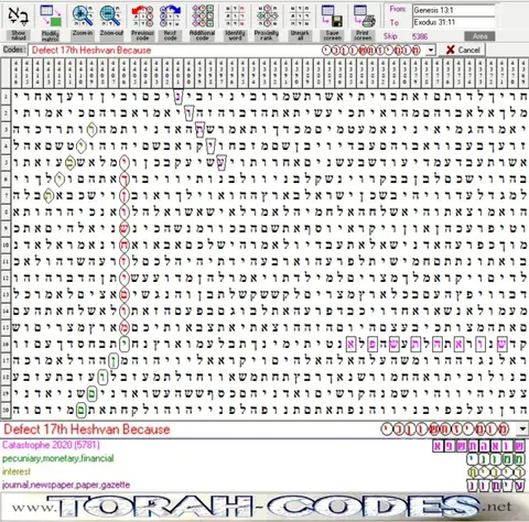 Torah Code matrix: 17 Heshvan