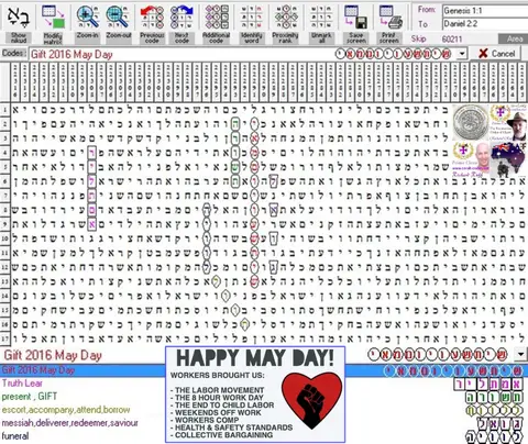 Torah Code matrix: 2016 May Day