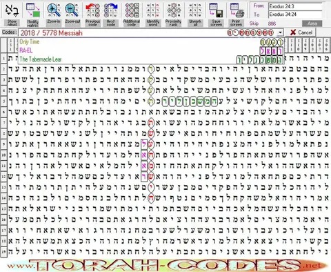 Torah Code matrix: 2018 Messiah