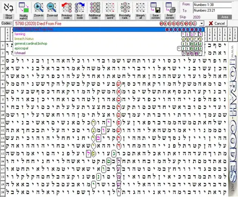 Torah Code matrix: 2020 Died from Fire