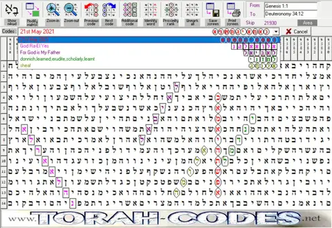 Torah Code matrix: 21st May 2021