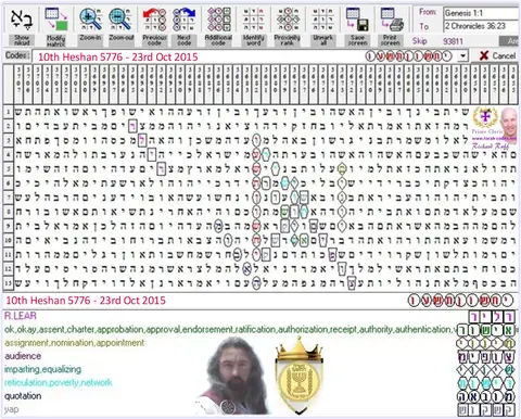 Torah Code matrix: 23 Oct 2015 A