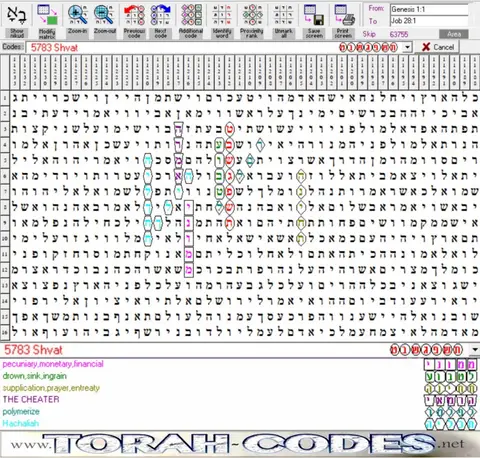 Torah Code matrix: 5783 Shvat