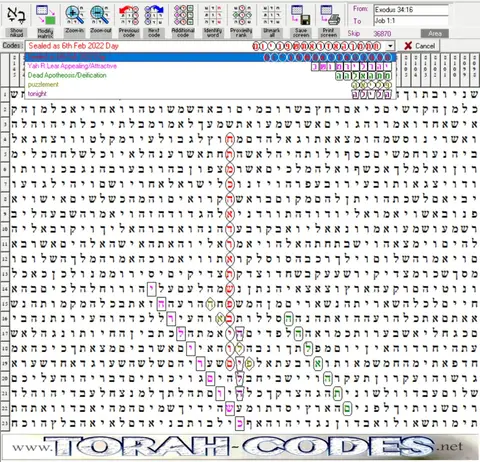 Torah Code matrix: 6th Feb 2022