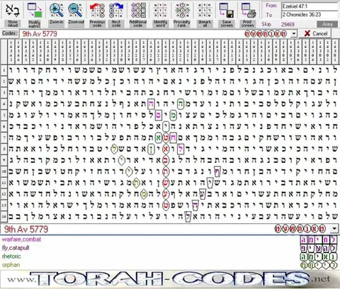 Torah Code matrix: 9th Av 5779