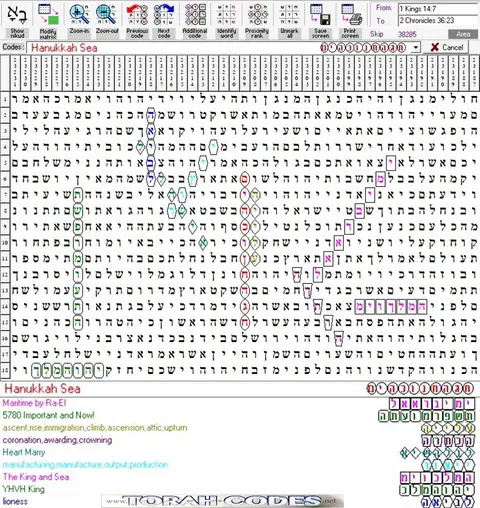 Torah Code matrix: Hanukah Sea