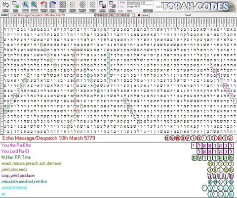Torah Code matrix: Message 10th March 5779
