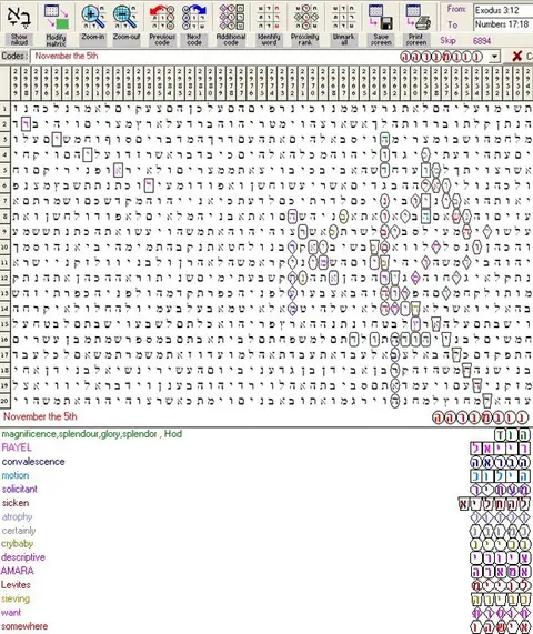 Torah Code matrix: November the 5th 3