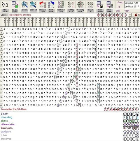 Torah Code matrix: November the 5th 4