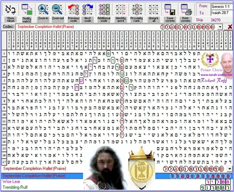 Torah Code matrix: September Completion