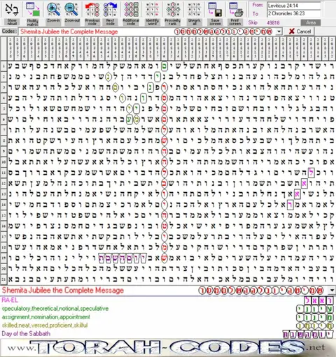 Torah Code matrix: Shemita Jubilee Complete Message