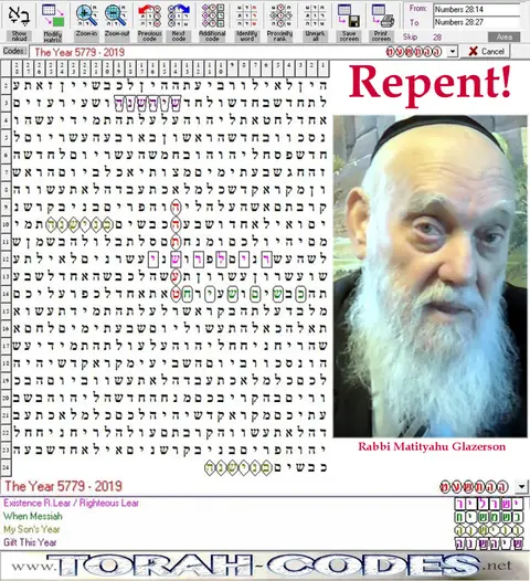 Torah Code matrix: The Year 5779
