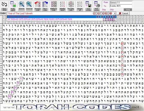 Torah Code matrix: Year of the Lord 2