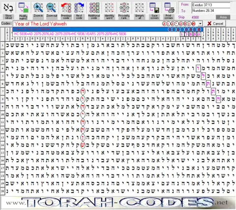 Torah Code matrix: Year of the Lord