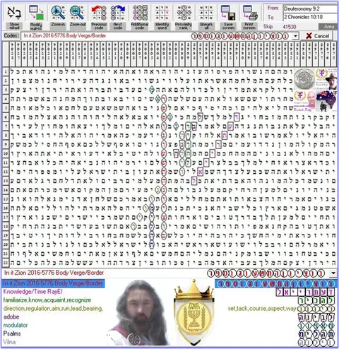 Torah Code matrix: Zion 2016