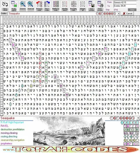 Torah Code matrix: Seaquake