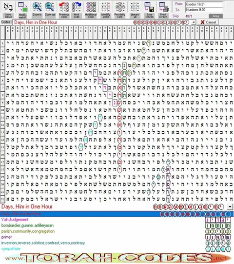 Torah Code matrix: Days, Him in One Hour