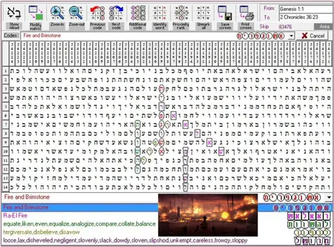 Torah Code matrix: Fire and Brimstone 1