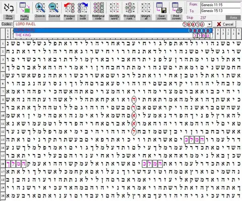 Torah Code matrix: Lord Ra El 237