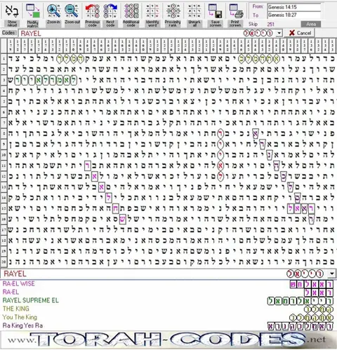 Torah Code matrix: RayEl 251
