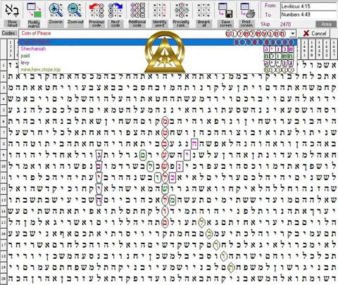 Torah Code matrix: Coin of Peace