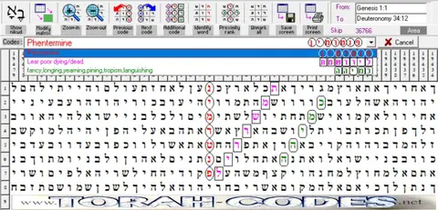 Torah Code matrix: Phentermine 2
