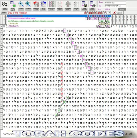 Torah Code matrix: Day of the Messiah 1