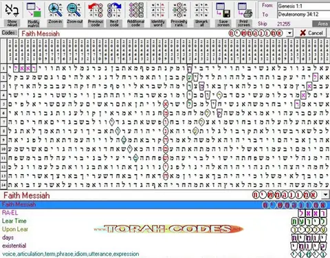 Torah Code matrix: Faith Messiah
