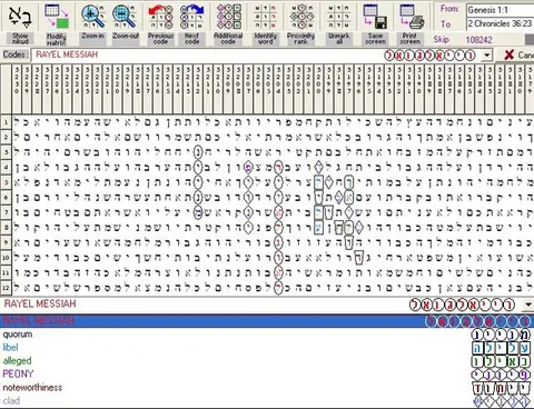 Torah Code matrix: RayEl Joel