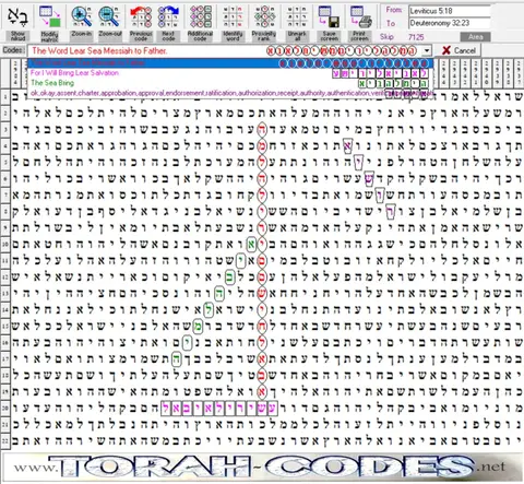 Torah Code matrix: The Word Lear Sea Messiah to Father