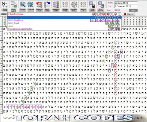 Torah Code matrix: Chastisement