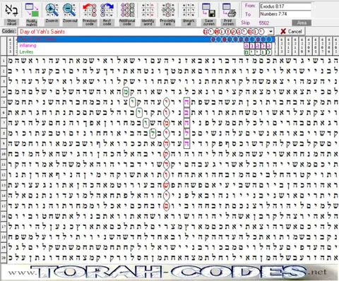 Torah Code matrix: Daily the Saints