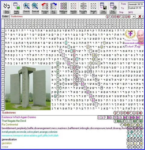 Torah Code matrix: Guidestones