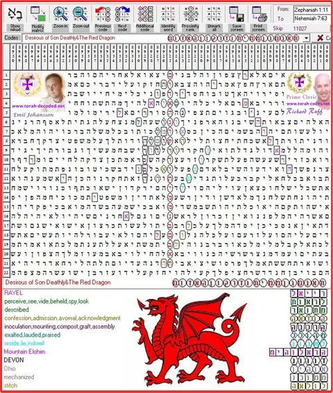 Torah Code matrix: Red Dragon