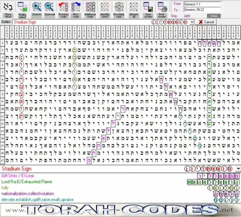 Torah Code matrix: Stadium Sign