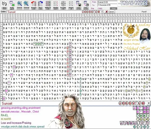 Torah Code matrix: Sunset