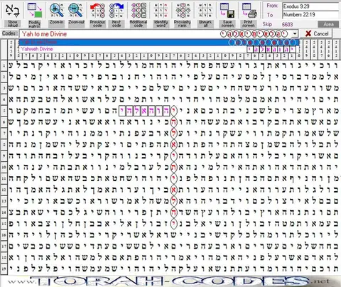 Torah Code matrix: Yah to Me Divine