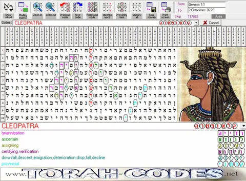 Torah Code matrix: Cleopatra 1