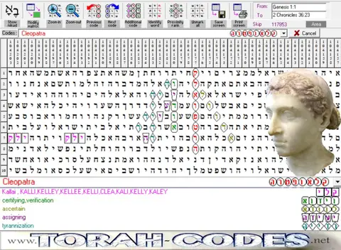 Torah Code matrix: Cleopatra
