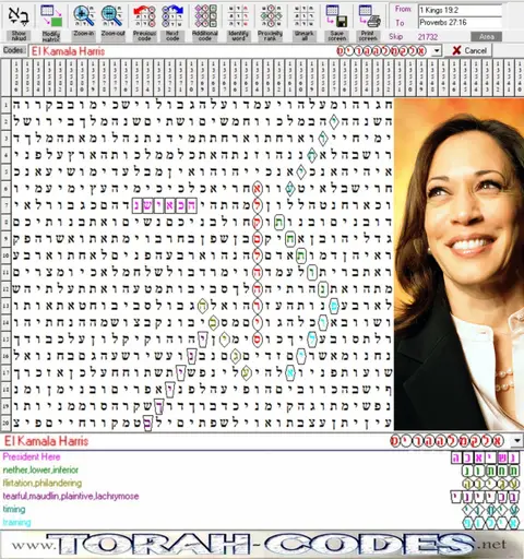 Torah Code matrix: El Kamala Harris